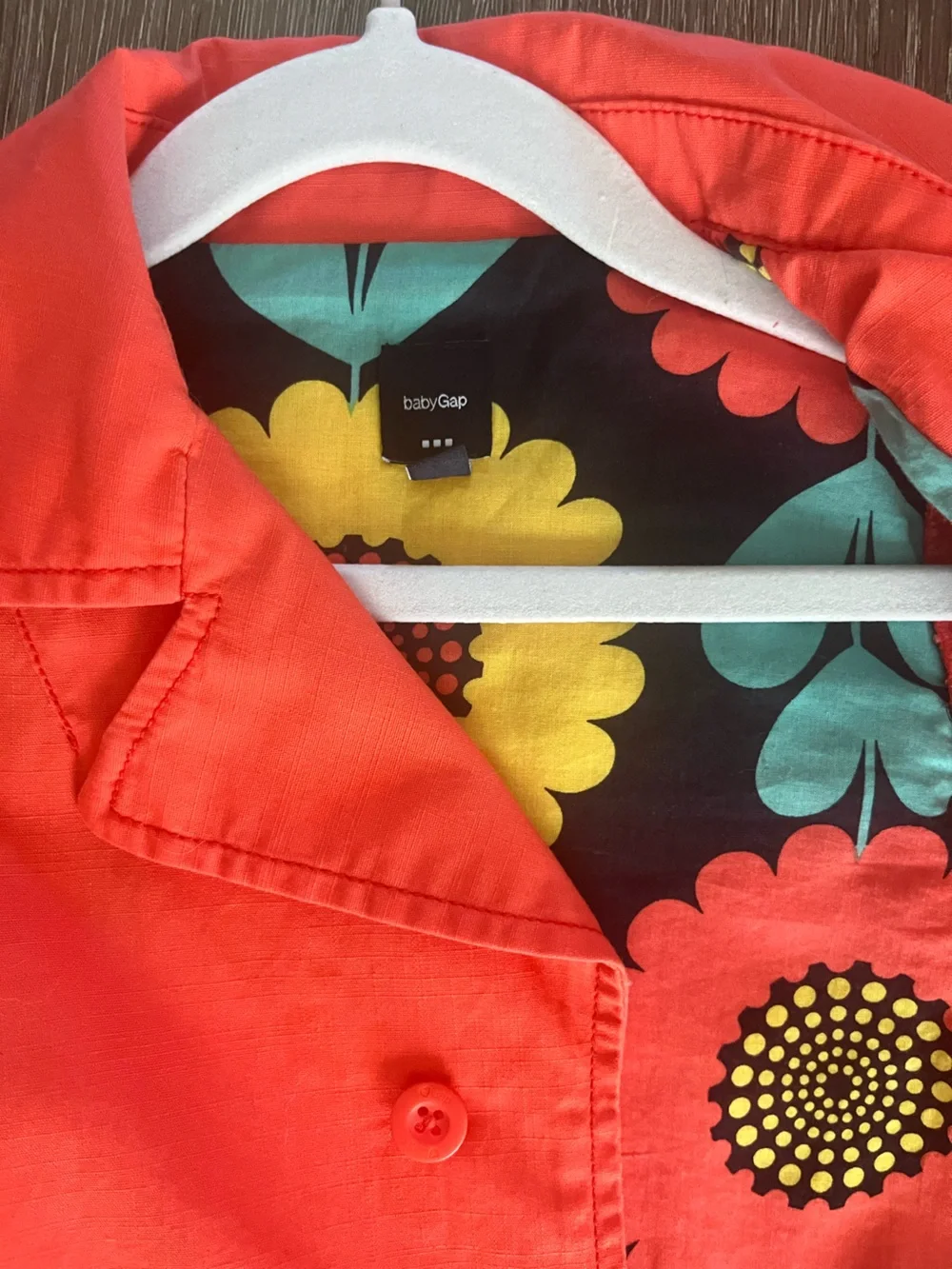 GAP Coral Kids' Jacket with Sunflower Print Lining